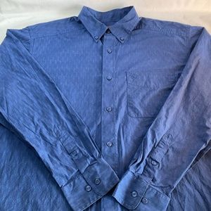 Ariat men’s classic button down long sleeve 100% cotton bright blue print Shirt